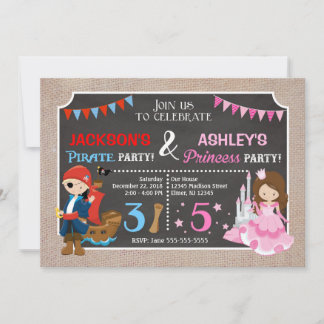 Princess and Pirate Joint BIdday Einladung