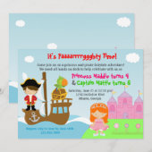 Princess and Pirate Twins Joint Birthday Party Einladung (Vorne/Hinten)