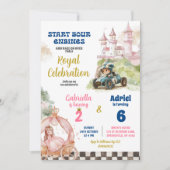 Princess and Racing Car Boy Girl Einladung (Vorderseite)