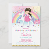 Princess and Unicorn Birthday Party Rainbow Castle Einladung (Vorderseite)