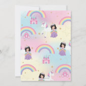 Princess and Unicorn Birthday Party Rainbow Einladung (Rückseite)