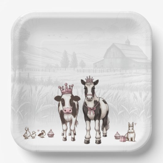 Princess Animals Geburtstagsparty Pappteller (Vorderseite)