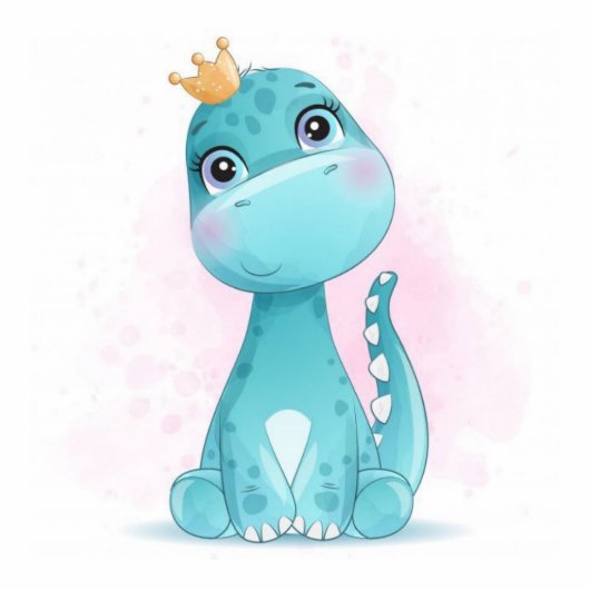 Princess Aquamarin Dinosaur Babydusche Topper Freistehende Fotoskulptur (Vorne)