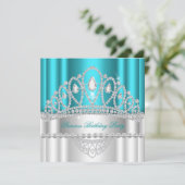 Princess Aquamarin White Diamond Tiara Geburtstag Einladung (Stehend Vorderseite)