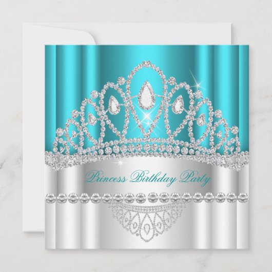 Princess Aquamarin White Diamond Tiara Geburtstag Einladung (Vorderseite)
