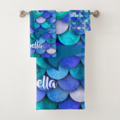 Princess auf blauem und lila Meerjungstatustyp Badhandtuch Set (Insitu)