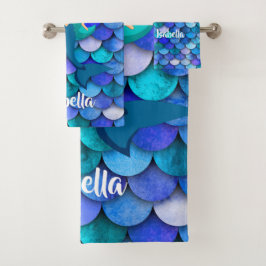 Princess auf blauem und lila Meerjungstatustyp Badhandtuch Set