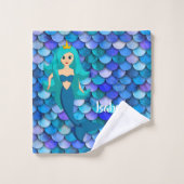 Princess auf blauem und lila Meerjungstatustyp Badhandtuch Set (Waschlappen)