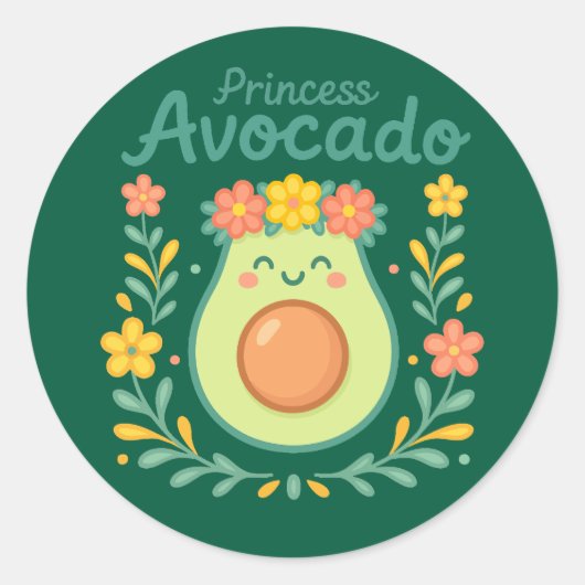 Princess Avocado Runder Aufkleber (Vorderseite)