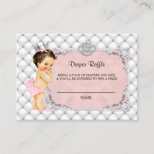 Princess Baby Diamonds Pearl Diaper Raffle Ticket Begleitkarte (Vorderseite)