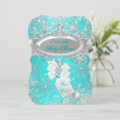 Princess Baby Dusche Aqua Blue Winter Wonderland Einladung (Stehend Vorderseite)