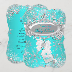 Princess Baby Dusche Aqua Blue Winter Wonderland Einladung