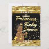 Princess Baby Dusche Black Gold Sprinkle Ethnisch Einladung (Vorderseite)