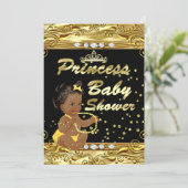 Princess Baby Dusche Black Gold Sprinkle Ethnisch Einladung (Stehend Vorderseite)