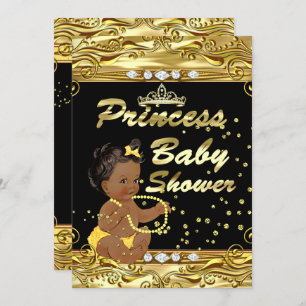 Princess Baby Dusche Black Gold Sprinkle Ethnisch Einladung