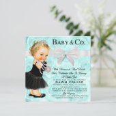 Princess Baby Dusche Blue Watercolor Einladung (Stehend Vorderseite)