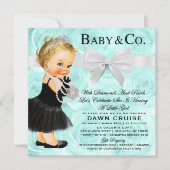 Princess Baby Dusche Blue Watercolor Einladung (Vorderseite)