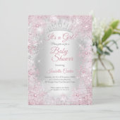 Princess Baby Dusche Blush Pink Winter Wonderland Einladung (Stehend Vorderseite)