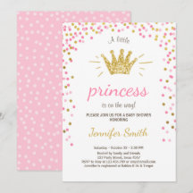 Princess Baby Dusche Einladung Pink Gold Glitzer