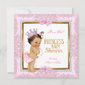 Princess Baby Dusche Gold Pink Pearls Spitze Einladung (Vorderseite)