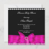 Princess Baby Dusche Hot Pink Bow Silver Tiara 2 Einladung (Rückseite)