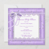 Princess Baby Dusche Lila Bugspitze Gem Ethnic Einladung (Rückseite)