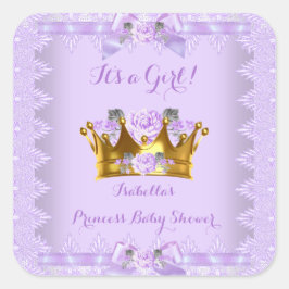 Princess Baby Dusche Lila Rose Lavendel Spitzen Quadratischer Aufkleber