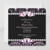 Princess Baby Dusche Pink Black Lace Diamond Einladung (Rückseite)