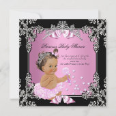 Princess Baby Dusche Pink Black Tutu Brünett Einladung (Vorderseite)