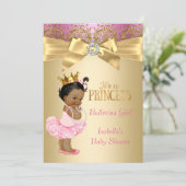 Princess Baby Dusche Pink Gold Ballerina Ethnic Einladung (Stehend Vorderseite)