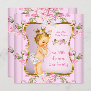 Princess Baby Dusche Pink Gold Blondine Einladung