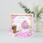 Princess Baby Dusche Pink Gold Carriage Ethnic Einladung (Stehend Vorderseite)