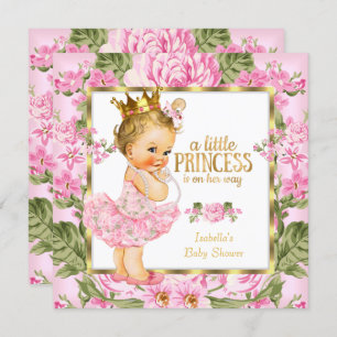 Princess Baby Dusche Pink Gold Rose Blondine Einladung