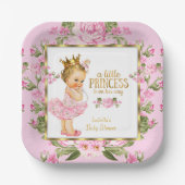 Princess Baby Dusche Pink Gold Rose Blondine Pappteller (Vorderseite)