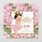 Princess Baby Dusche Pink Gold Rose Blumenstrauß Einladung (Vorne/Hinten)