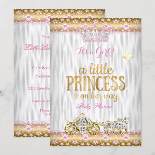 Princess Baby Dusche Pink Gold Weißes Carriage Einladung