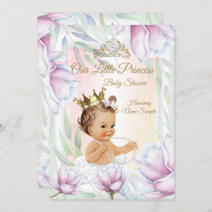 Princess Baby Dusche Pink Lilac Brünett Einladung