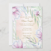 Princess Baby Dusche Pink Lilac Floral Ethnic Einladung (Rückseite)