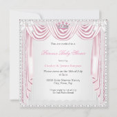 Princess Baby Dusche Pink Satin Spitzen Dunkle Hau Einladung (Rückseite)