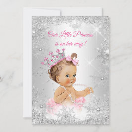 Princess Baby Dusche Pink Silver Winter Wunderland Einladung
