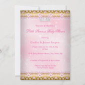 Princess Baby Dusche Pink Tutu Gold Tiara Blonde Einladung (Rückseite)