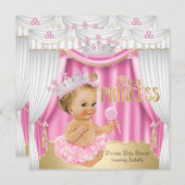 Princess Baby Dusche Pink White Gem Gold Blonde Einladung (Vorne/Hinten)