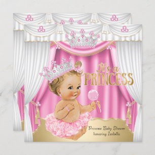 Princess Baby Dusche Pink White Gem Gold Blonde Einladung