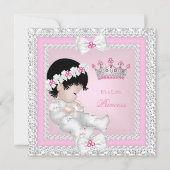 Princess Baby Dusche Pink White Gray Damask B Einladung (Vorderseite)