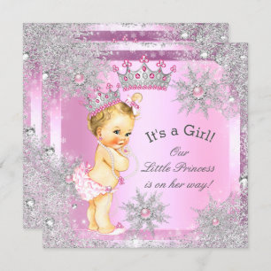 Princess Baby Dusche Pink Winter Wonderland Blonde Einladung