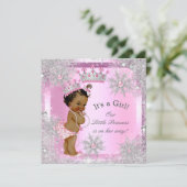 Princess Baby Dusche Pink Winter Wonderland Ethnis Einladung (Stehend Vorderseite)