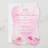 Princess Baby Dusche Rosa Blumendusche Tutu Brünet Einladung (Rückseite)