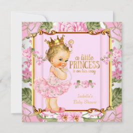 Princess Baby Dusche Rosa Rose Blonde Girl Einladung