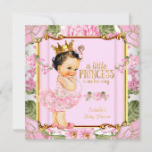 Princess Baby Dusche Rosa Rose Brünett Einladung (Vorderseite)
