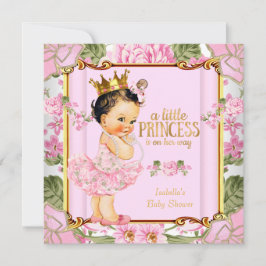 Princess Baby Dusche Rosa Rose Brünett Einladung